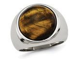 Mens Tiger's Eye Ring in Stainless Steel